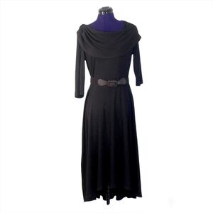 Amanda Lane Brown Long Sleeve Belt Dress